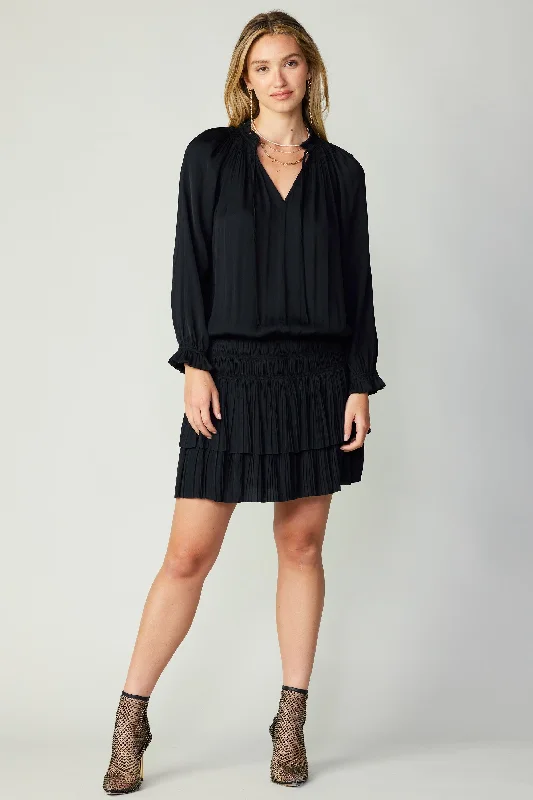 Laurel Pleated Mini Dress Casual V-Neck Mini Dress