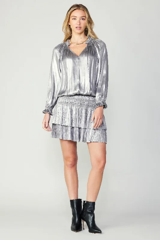 Laurel Pleated Mini Dress Stylish Short Sleeve Mini Dress