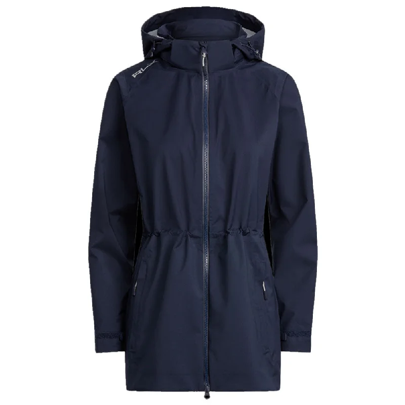 RLX Ralph Lauren Deluge French Navy Womens Golf Rain Jacket Front Pockets Side Pockets Patch Pockets RLX Ralph Lauren Deluge French Navy Womens Golf Rain Jacket Front Pockets Side Pockets Patch Pockets