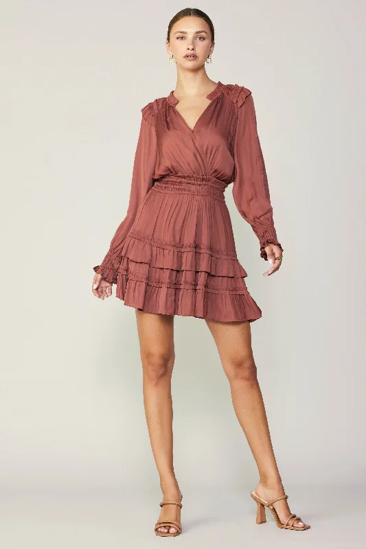 Autumn Ruffled Mini Dress Elegant Lace-Up Mini Dress