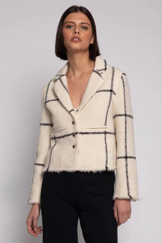 Vilagallo 30687 Cream Black Chanel Style Jacket Notch Collar Peter Pan Collar Cowl Neck Vilagallo 30687 Cream Black Chanel Style Jacket Notch Collar Peter Pan Collar Cowl Neck