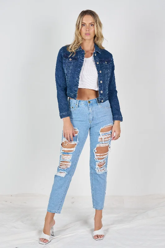 Wakee Denim Jacket - Dark Denim 7042 Zippered Jacket Buttoned Jacket Snapped Jacket Wakee Denim Jacket - Dark Denim 7042 Zippered Jacket Buttoned Jacket Snapped Jacket