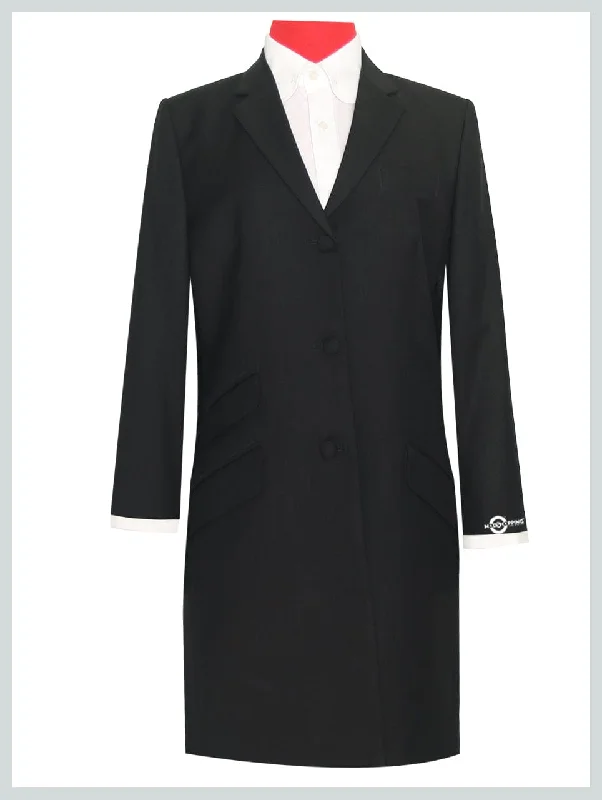 Women's Jacket | Vintage Style Black Color 3 Button Long Jacket Bomber Jacket Anorak Windbreaker