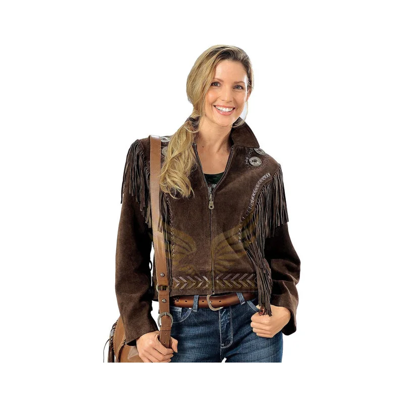 Womens Vintage Brown Suede Leather Jacket Ladies Native Fringe Western Wear Coat Hoodie Zip-Up Jacket Button-Up Jacket Womens Vintage Brown Suede Leather Jacket Ladies Native Fringe Western Wear Coat Hoodie Zip-Up Jacket Button-Up Jacket