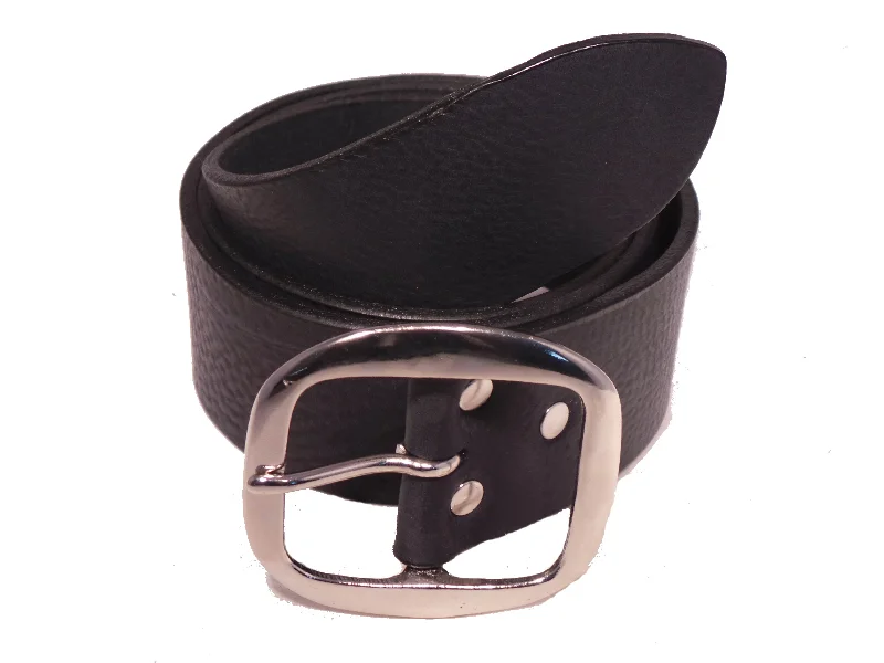 Silver Oval 2 Inch Leather Jean Belt Casual Straight-Leg Jeans