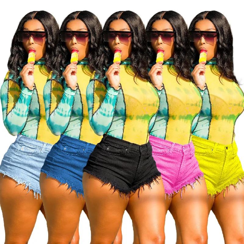 2022 summer womens high waist denim shorts blue tassel jean shorts for women Comfortable Mid-Rise Jeans 2022 summer womens high waist denim shorts blue tassel jean shorts for women Comfortable Mid-Rise Jeans