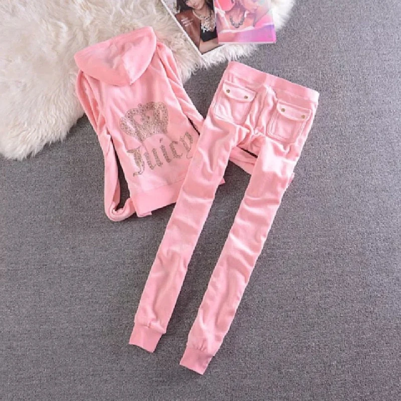 2023 Women's Elegant Velvet Tracksuit Two Piece Set Women Sexy Hooded Long Sleeve Top And Pants Bodysuit Suit Hoodie with Earth Tones Natural Calm 2023 Women's Elegant Velvet Tracksuit Two Piece Set Women Sexy Hooded Long Sleeve Top And Pants Bodysuit Suit Hoodie with Earth Tones Natural Calm