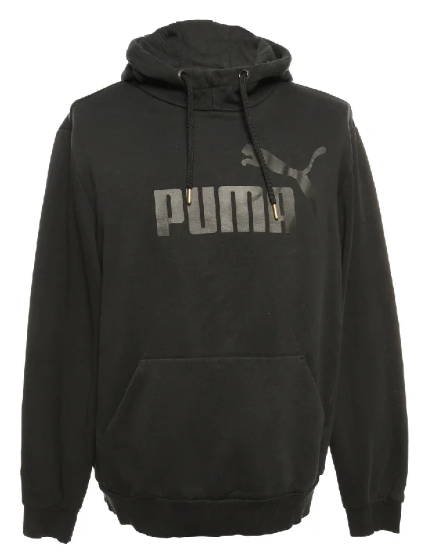 Black Puma Printed Hoodie - M Hoodie with Print Artistic Unique
