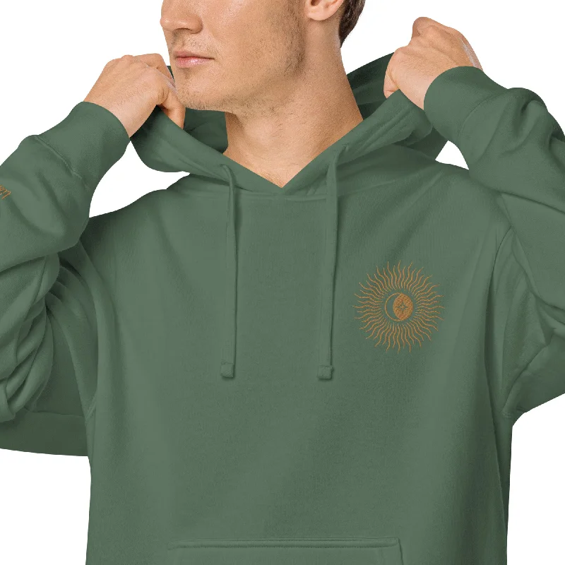 Blazing Sun Design Unisex Pigment-Dyed Hoodie, lioness-love Hoodie with Lace Feminine Delicate Blazing Sun Design Unisex Pigment-Dyed Hoodie, lioness-love Hoodie with Lace Feminine Delicate