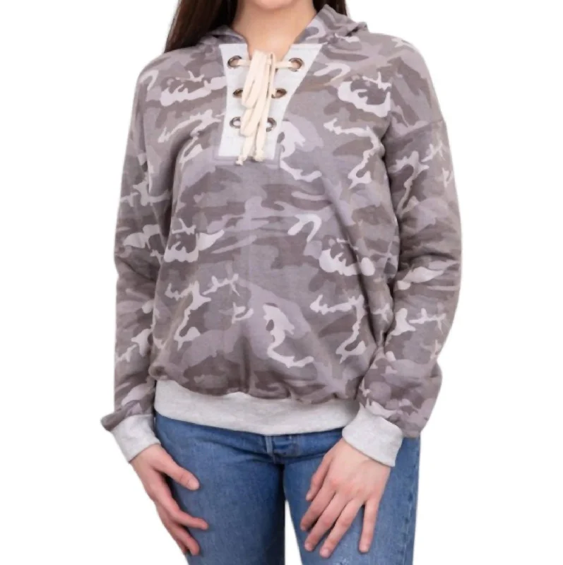 Camo Hoodie In Grey  Camo Hoodie with Fur Luxurious Winter