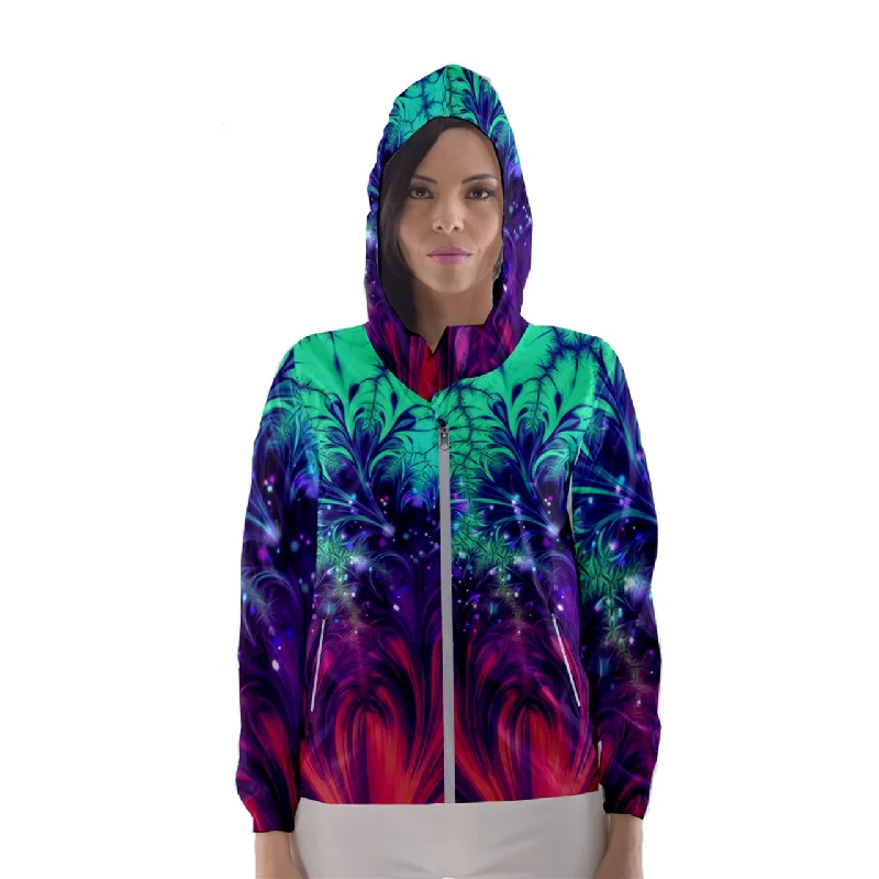 Crash and Yearning Women's Hooded Windbreaker Hoodie with Hem Applique Textured Unique Crash and Yearning Women's Hooded Windbreaker Hoodie with Hem Applique Textured Unique