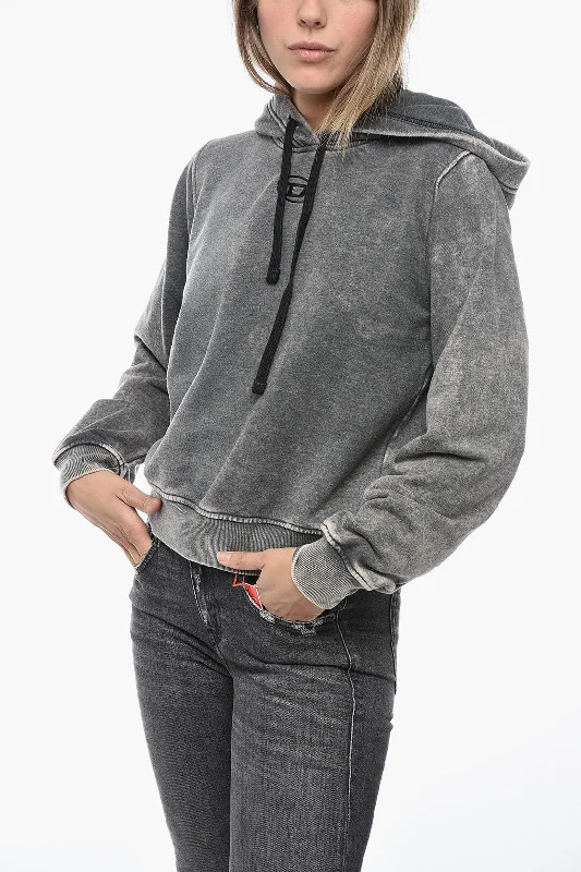 Diesel Garment Dyed REGGY Hoodie with Logo Hoodie with Hem Drawcord Adjustable Customizable Diesel Garment Dyed REGGY Hoodie with Logo Hoodie with Hem Drawcord Adjustable Customizable