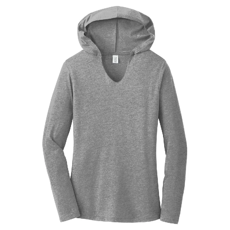 District Women's Grey Frost Perfect Tri Long Sleeve Hoodie Hoodie with Double Zipper Versatile Adjustable District Women's Grey Frost Perfect Tri Long Sleeve Hoodie Hoodie with Double Zipper Versatile Adjustable