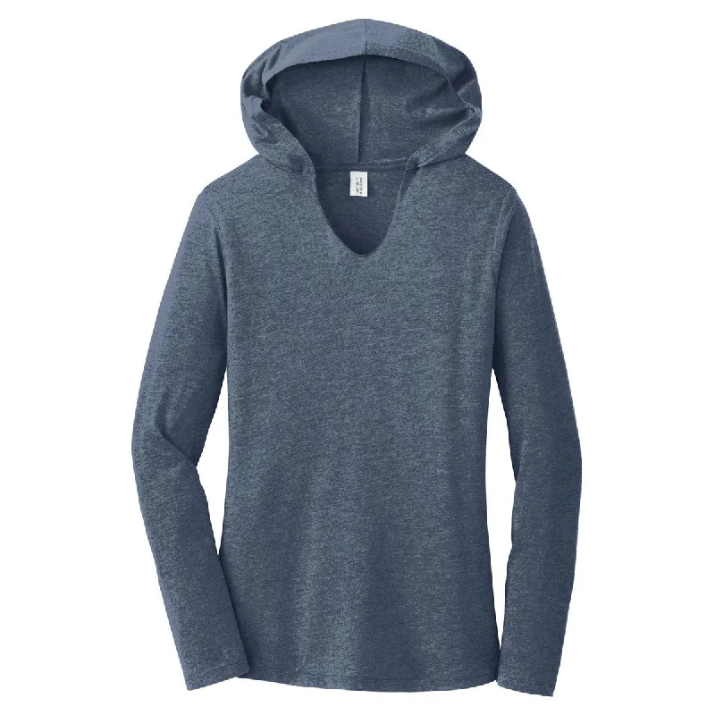 District Women's Navy Frost Perfect Tri Long Sleeve Hoodie Hoodie with Back Slit Movement Comfort District Women's Navy Frost Perfect Tri Long Sleeve Hoodie Hoodie with Back Slit Movement Comfort