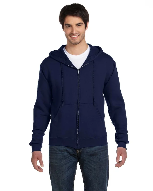 Fruit of the Loom Supercotton Full-Zip Hoodie | J Navy Hoodie with Slit Hem Functional Movement Fruit of the Loom Supercotton Full-Zip Hoodie | J Navy Hoodie with Slit Hem Functional Movement