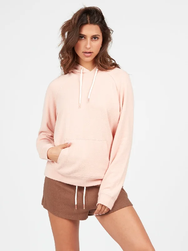 Lived In Lounge Hoodie - Hazey Pink Hoodie with Raw Hem Edgy Unfinished