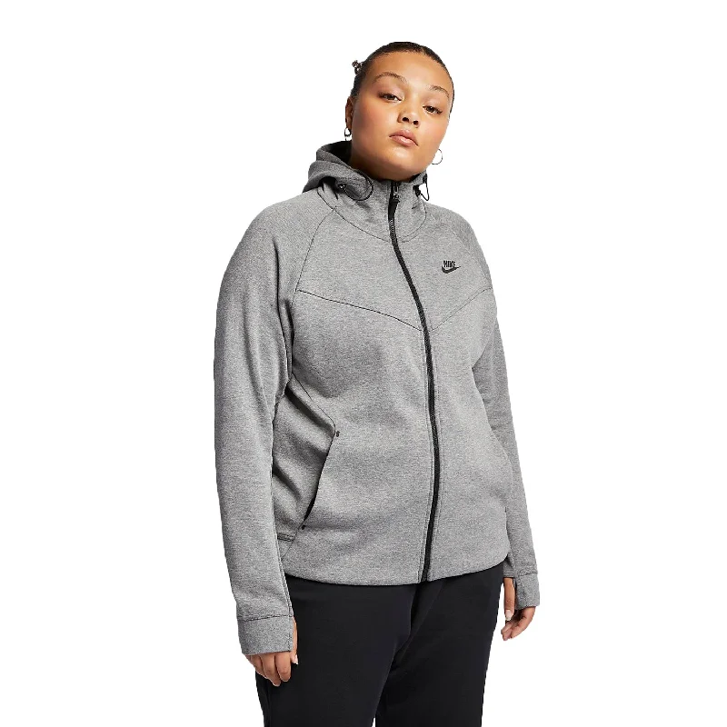 Nike Sportswear Tech Fleece Full-Zip Women's Hoodie Carbon-Black Hoodie with Color Block Contrast Stylish Nike Sportswear Tech Fleece Full-Zip Women's Hoodie Carbon-Black Hoodie with Color Block Contrast Stylish