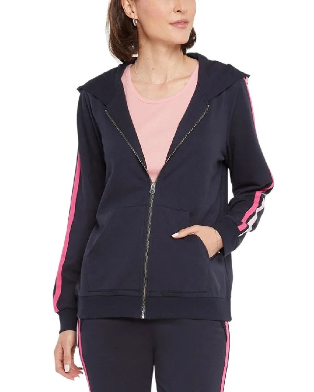 NYDJ Zip Front Hoodie Hoodie with Drawstring Waist Adjustable Fitted
