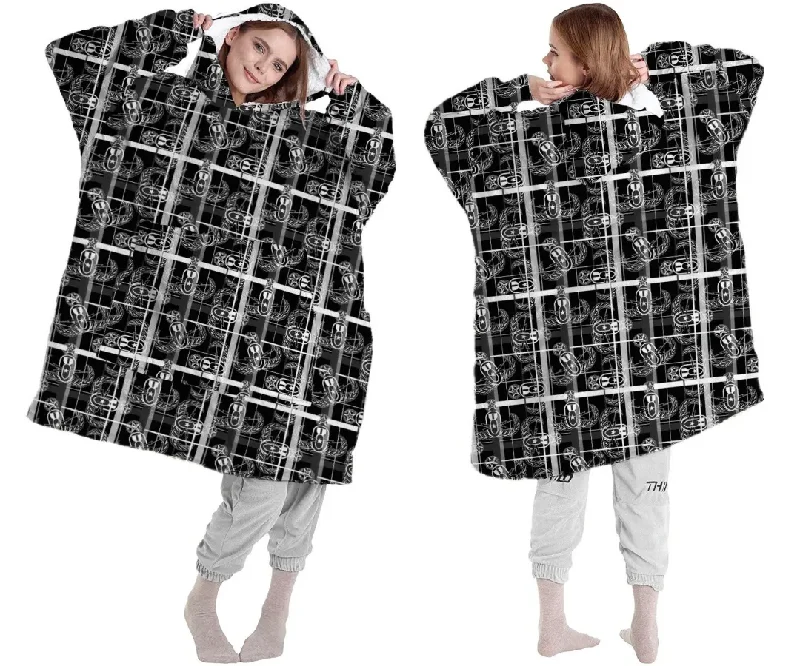 "EOD Plaid" Oversized Sherpa Hooded Blanket (Adult) Hoodie with Thumb Holes Functional Cozy "EOD Plaid" Oversized Sherpa Hooded Blanket (Adult) Hoodie with Thumb Holes Functional Cozy