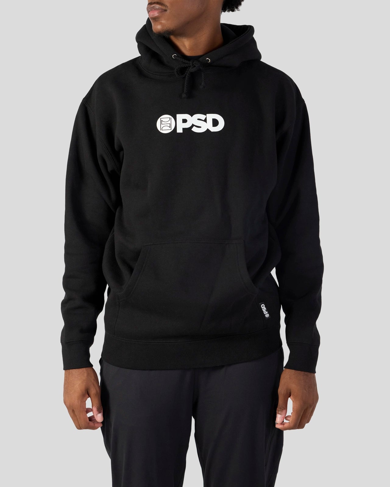 PSD Black Hoodie Hoodie with V-Neck Classic Versatile