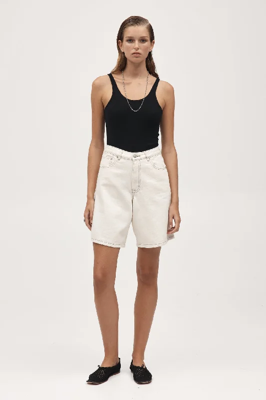 RELAXED JEAN SHORT - ECRU Cozy Tencel Blend Denim Jeans