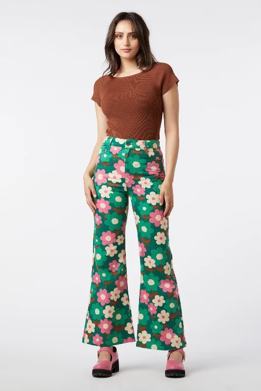 Renee Floral Flare Jean Cozy Stretch High-Waist Jeans