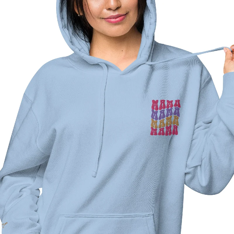 Colorful Retro Mama Design Unisex Pigment-Dyed Hoodie, lioness-love Hoodie with Hem Elastic Stretchable Comfortable Colorful Retro Mama Design Unisex Pigment-Dyed Hoodie, lioness-love Hoodie with Hem Elastic Stretchable Comfortable