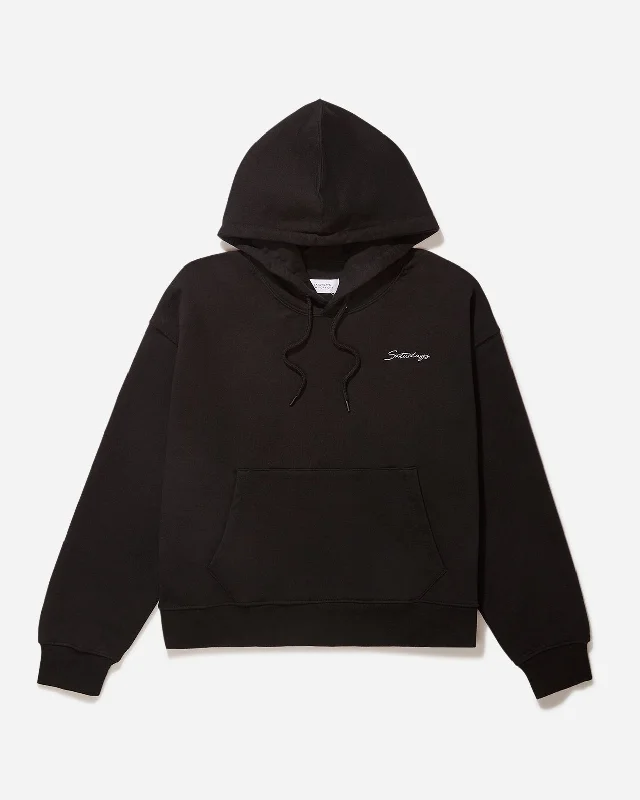 Rivington Script Embroidered Hoodie Hoodie with Distressed Vintage Worn