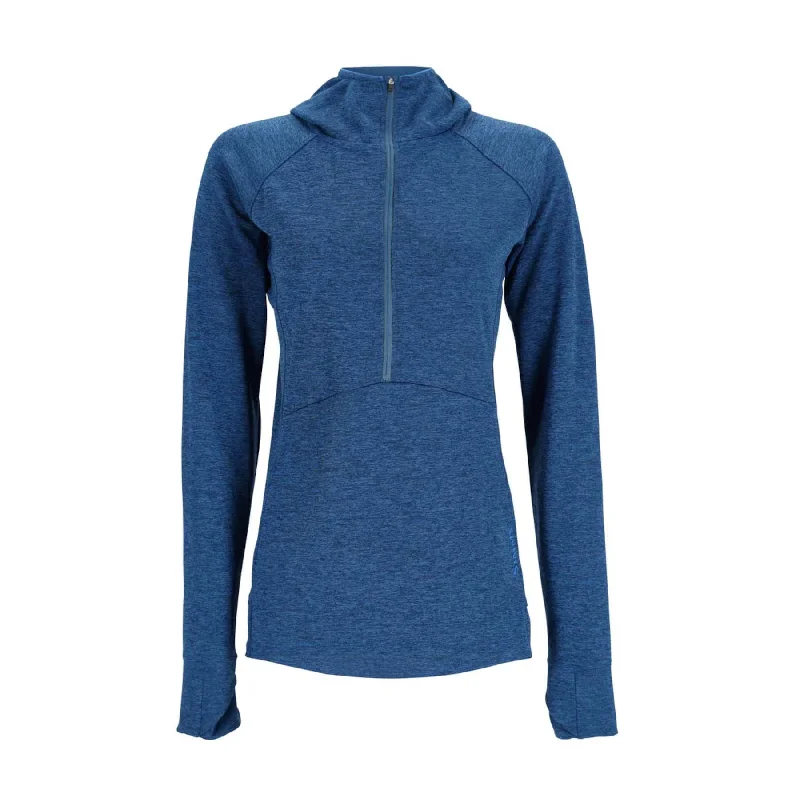 Simms Womens Bugstopper Hoody | Sapphire Heather Hoodie with Hem Frayed Vintage Worn Simms Womens Bugstopper Hoody | Sapphire Heather Hoodie with Hem Frayed Vintage Worn
