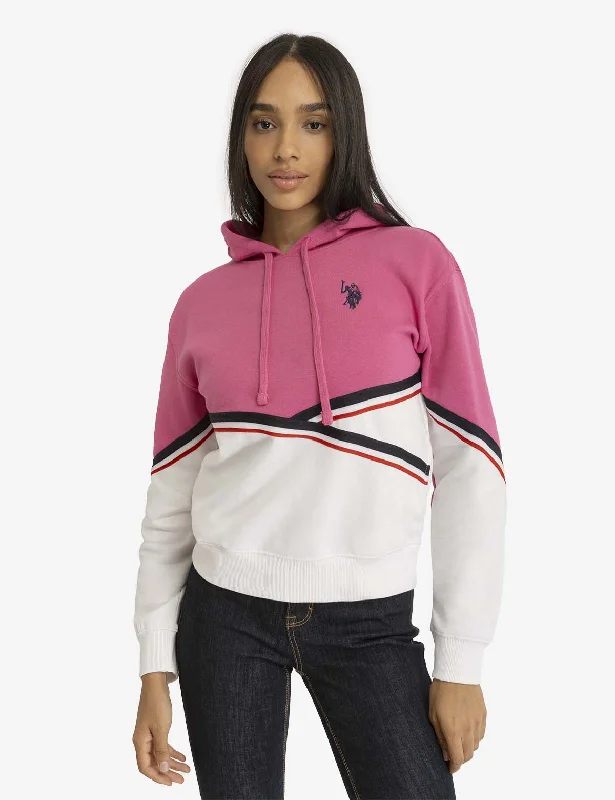 TWO TONE SIGNATURE STRIPE TAPE HOODIE Hoodie with Button Placket Classic Preppy