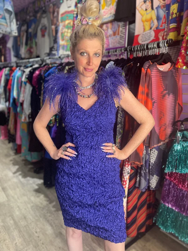 Vintage 90s Purple Feather Mini Dress