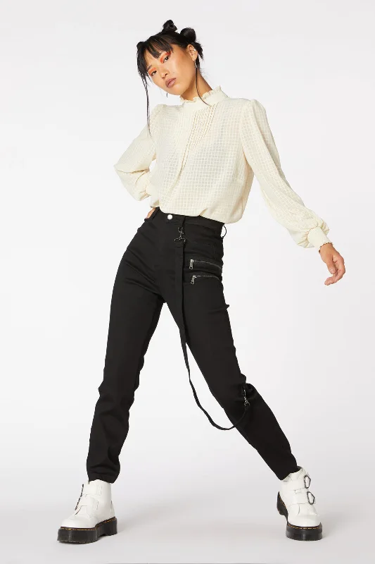 Wild Side Fitted Punk Jean Trendy Patchwork Denim Jeans