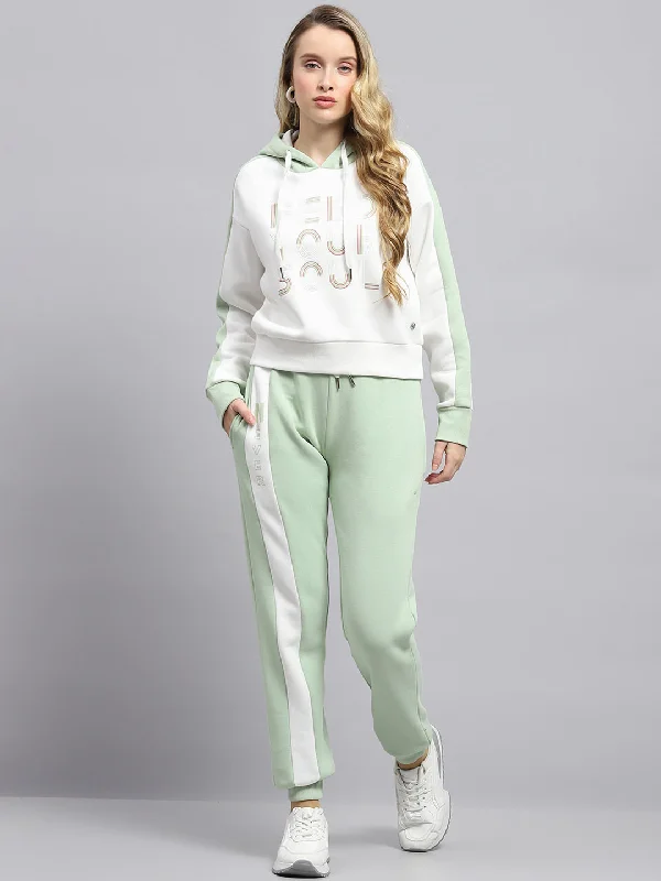 Women Green Printed Hooded Full Sleeve Tracksuit Hoodie with Sequins Glamorous Eye-catching Women Green Printed Hooded Full Sleeve Tracksuit Hoodie with Sequins Glamorous Eye-catching