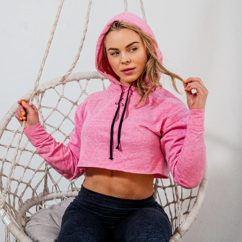 Women's Crop Top Long Sleeve Hoodie Hoodie with Hem Frayed Vintage Worn