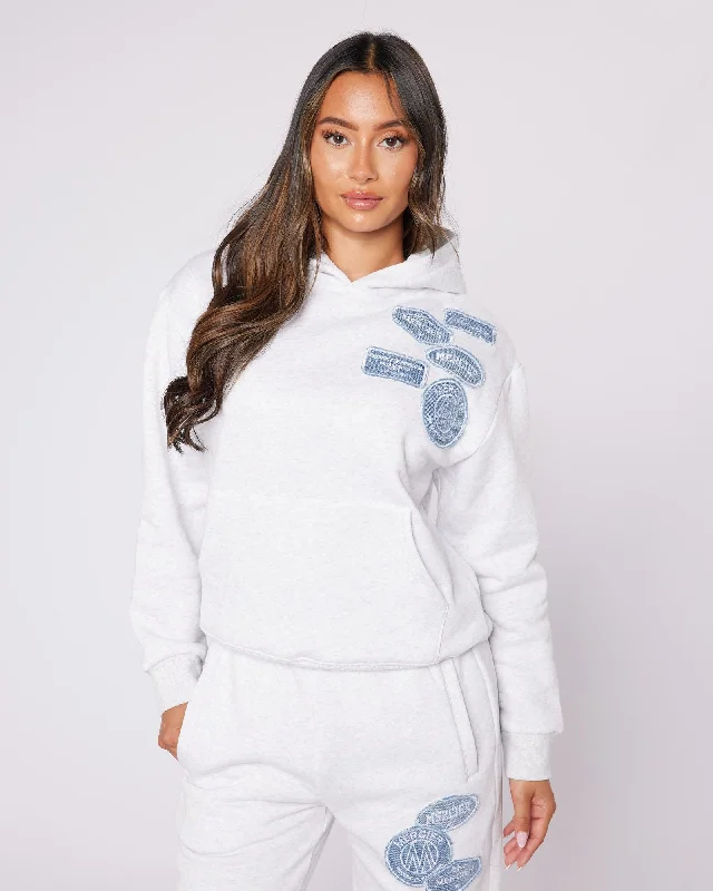 Womens Snow Marl OG Denim Hoodie Hoodie with Cuffed Sleeves Snug Secure