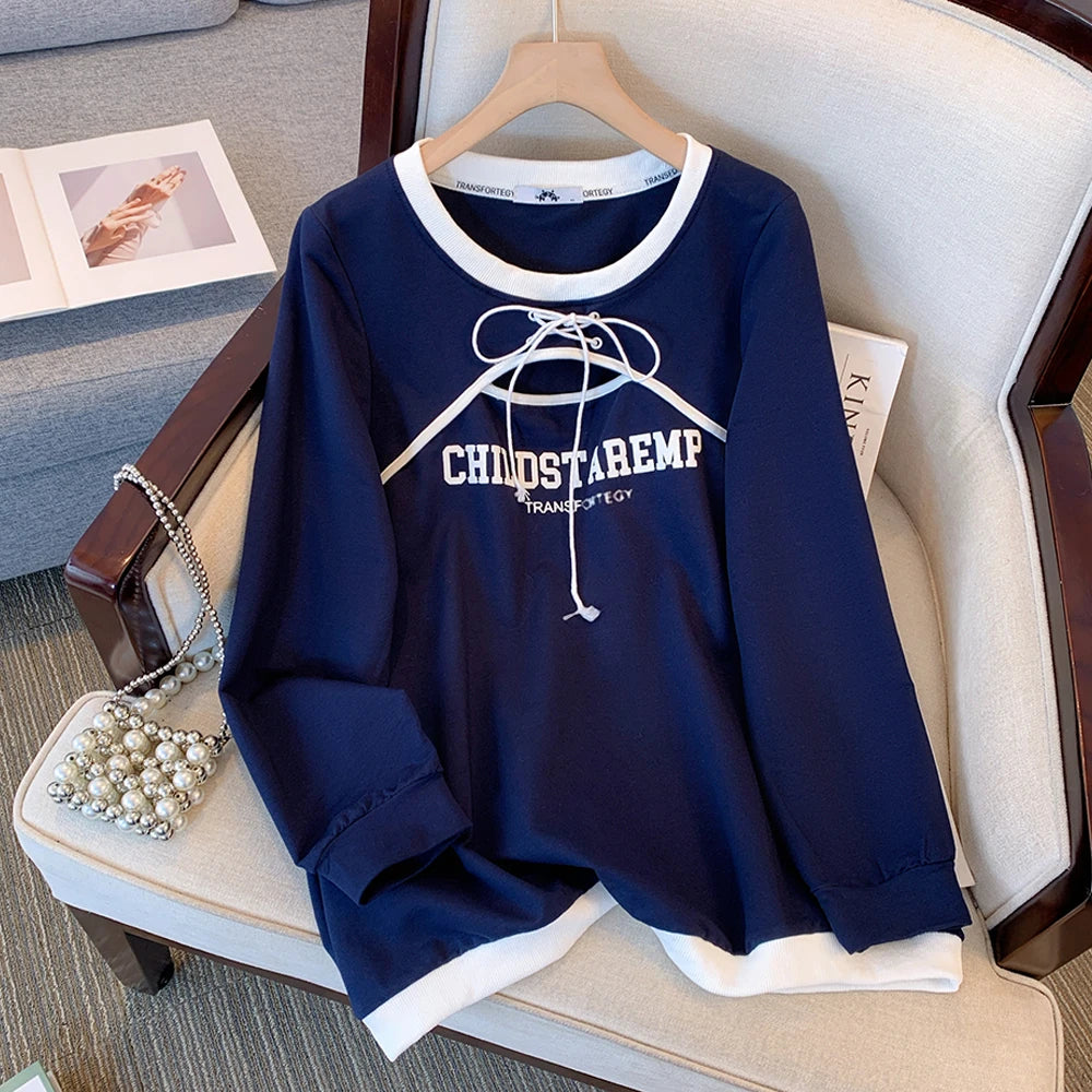 Women's Royal Blue Letter Print Hoodie Loose Fit Hoodie with Cropped Fit Short Trendy Women's Royal Blue Letter Print Hoodie Loose Fit Hoodie with Cropped Fit Short Trendy
