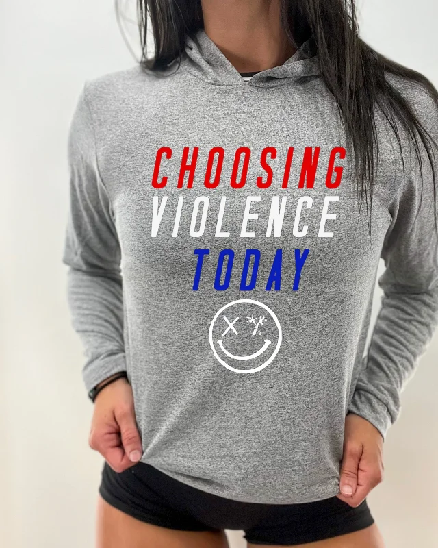 Salty Savage Unisex “CHOOSING VIOLENCE TODAY” Long Sleeve Hooded Performance UPF 50+ Fishing Tee Hoodie with Elastic Cuffs Stretchable Comfortable Salty Savage Unisex “CHOOSING VIOLENCE TODAY” Long Sleeve Hooded Performance UPF 50+ Fishing Tee Hoodie with Elastic Cuffs Stretchable Comfortable