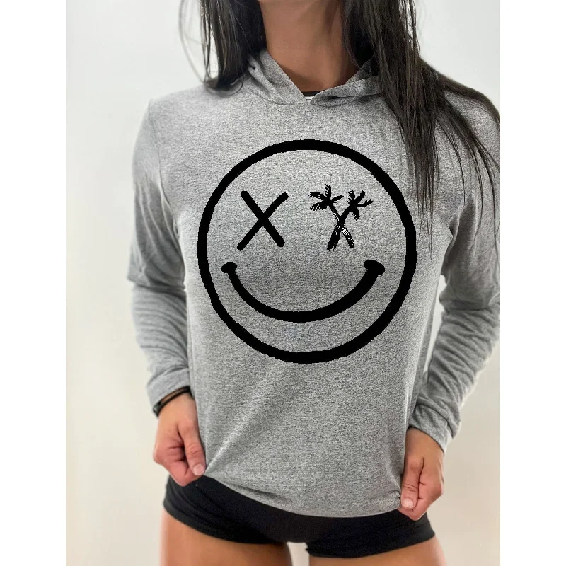 Salty Savage Unisex “Spliced Smile” Long Sleeve Hooded Performance UPF 50+ Fishing Tee | Heather Gray/Black Hoodie with Reflective Safety Nightwear Salty Savage Unisex “Spliced Smile” Long Sleeve Hooded Performance UPF 50+ Fishing Tee | Heather Gray/Black Hoodie with Reflective Safety Nightwear