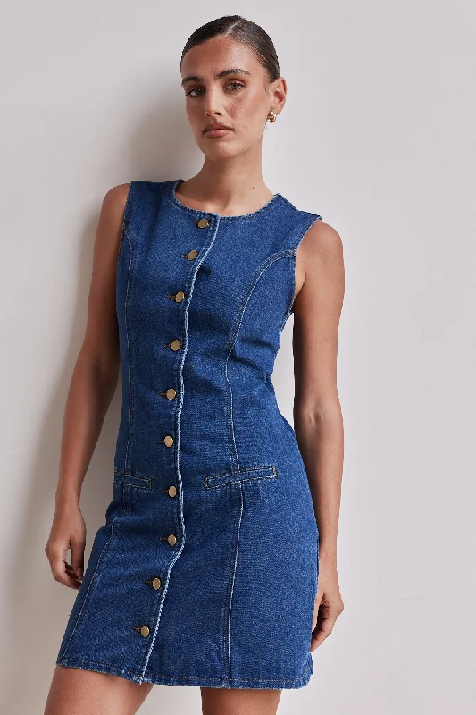 Vivian Denim Mini Dress (Blue)