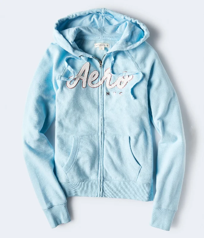 Aeropostale Aero NYC Foil Full-Zip Hoodie Hooded Sweatshirt Casual Wear Street Style Aeropostale Aero NYC Foil Full-Zip Hoodie Hooded Sweatshirt Casual Wear Street Style