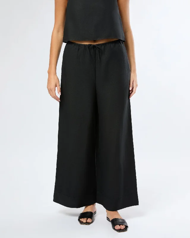 Air Linen Wide Leg Drawstring Pant Classic Straight-Leg Pants