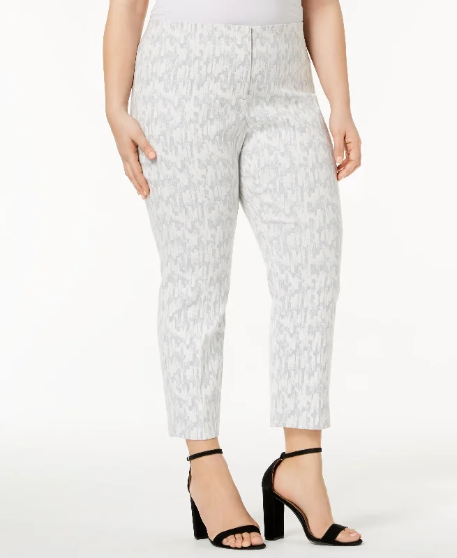 Alfani Plus Size Jacquard Ankle Pants Comfortable Wide-Leg Pants