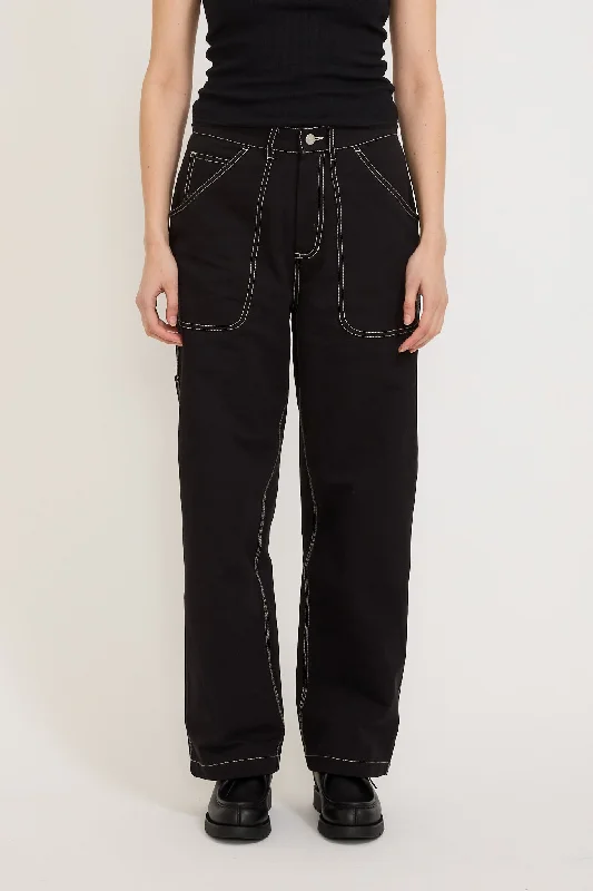 Atelier Pants Black Womens Cozy Full-Length Pants