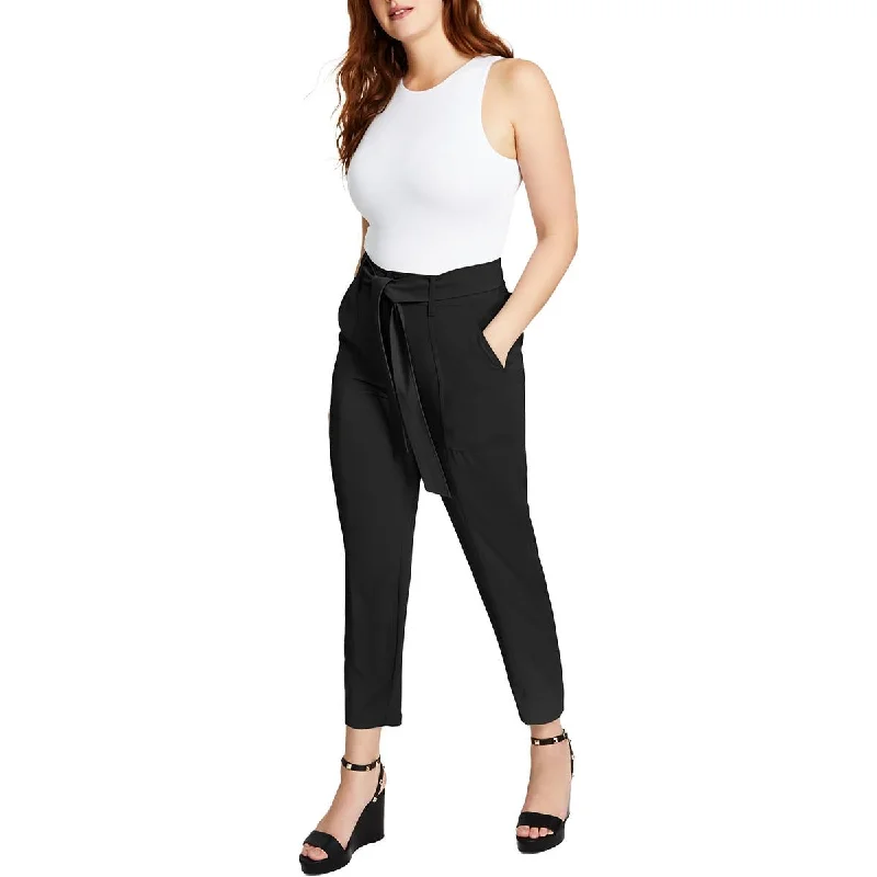 Bar III Womens Petites High-Waist  Ankle Pants Soft Stretch Trousers