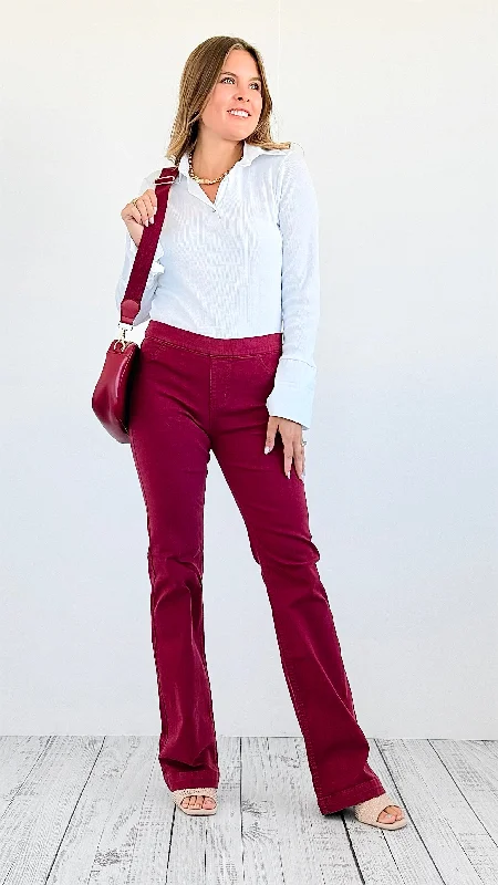 High-Waist Stretch Pants Relaxed Linen Pants