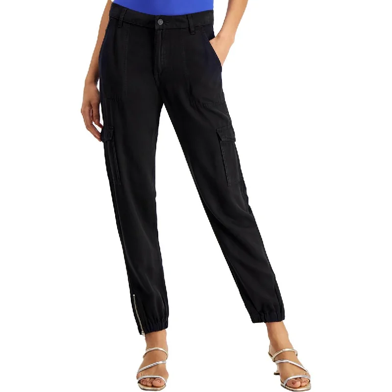 Guess Womens Zippers Tencel Cargo Pants Comfortable Denim Leggings