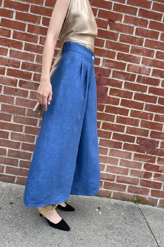 High Waist Denim Pants in Wave Blue Comfortable Fleece Pants