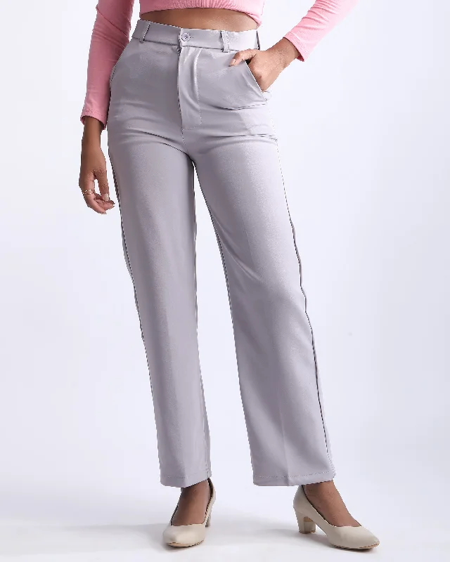 HIGH WAIST STRAIGHT FIT PANTS Trendy High-Waist Trousers