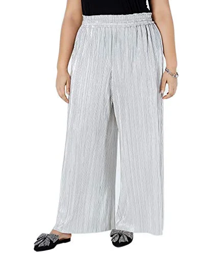 I.N.C. Plus Size Crinkle Shine Wide-Leg Pants Slim Fit Casual Pants
