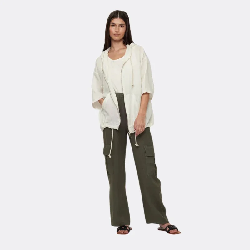 Linen Cargo Pants (Grape Leaf) Classic Straight Pants